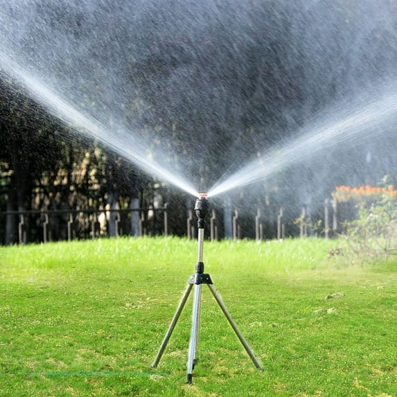 Mouliraty Rotating Tripod Sprinkler, Stainless Steel Rotary Irrigation Tripod Telescopic Support Sprinkler, 360 Degree Automatic Rotating Irrigation Stand Tripod Water Sp