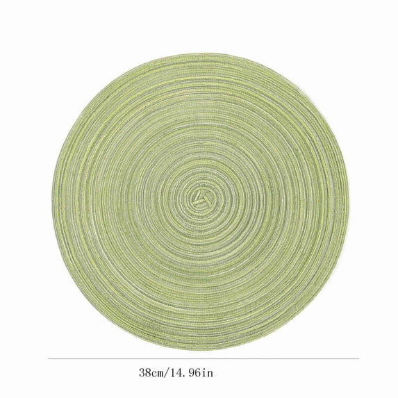 Mouliraty Round Braided Placemats, 38cm, Placemats Washable Woven Vinyl Placemats for Dining Table Easy to Clean Plastic Placemats Dining Table Set, Green