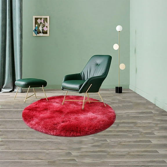 Mouliraty Round Fluffier Rug - 3.6ins Round, Shag Throw Rug,Non-Shedding & Easy Care, Ideal For High Traffic Areas In Living Room, Bedroom, 1.5in Thickness