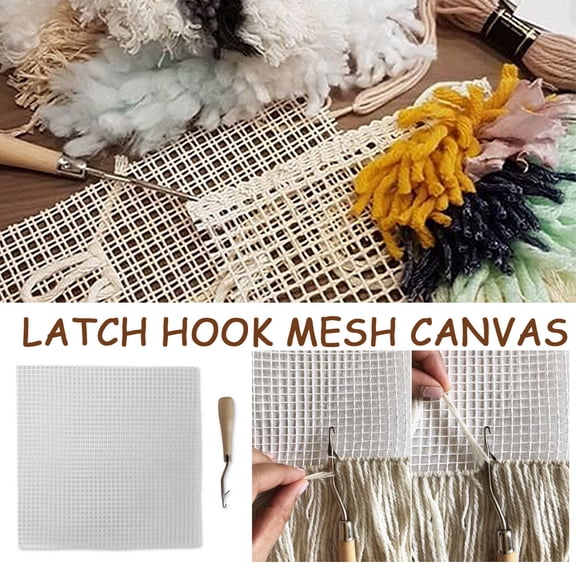 Mouliraty Rug Hooking Mesh Canvas, Latchs Hook Mesh Canvas, with Needle Hook, 5050 cm