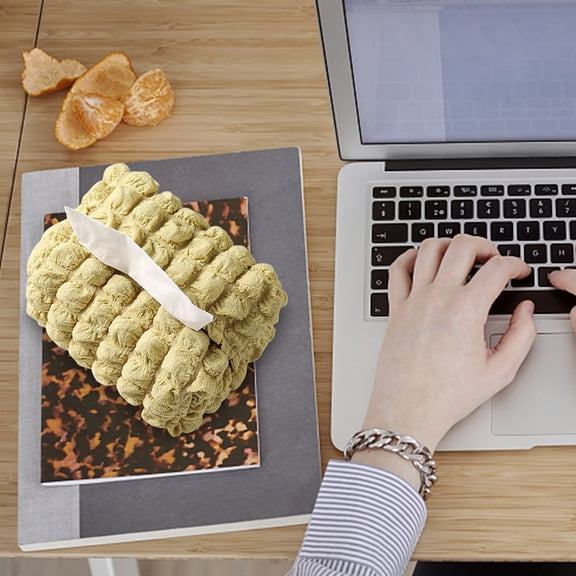 Mouliraty Soft Cream Puff All Cotton Foam Tissue Box, Double Layer Fabric Tissue Bag