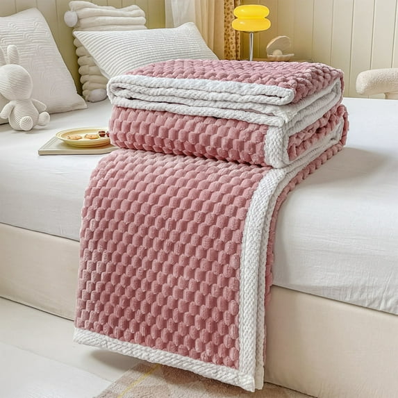 Mouliraty Soft Fleece Blanket Warm And Soft Layer Double-sided All-season Solid Color Blanket