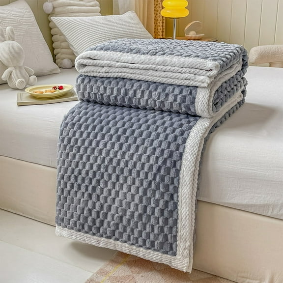 Mouliraty Soft Fleece Blanket Warm And Soft Layer Double-sided All-season Solid Color Blanket