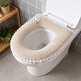 thumbnail image 1 of Mouliraty Soft Toilet Seat Cover Pads, Thickened Fabric Toilet Seat Cover Large Size Household Toilet Seat Cushion Washable Zippered Toilet Seat Cover Suitable for Bathroom Use, Coffee, 1 of 6