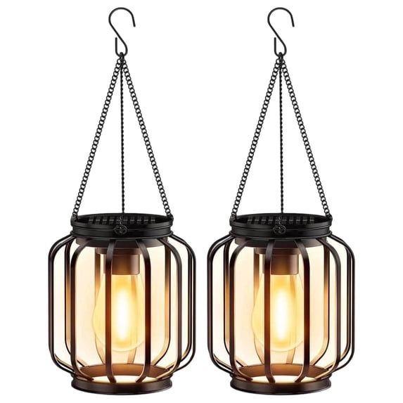 Mouliraty Solar-Powered Iron Square Planar Unshakeable Chandelier For Outdoor Courtyard 2PC