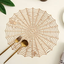 Mouliraty Spider Round Placemat Halloween Decoration Heat Insulation Table Mat Water Proof And Oil-proof Hollow Out PVC Placemat