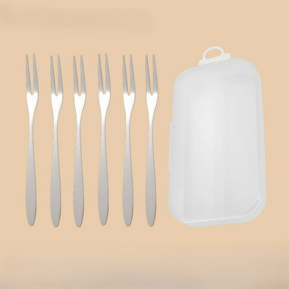 Mouliraty Stainless Steel Mini Fruit Forks, Fork Wooden Handle Daily Tableware Set, Portable Cocktail Salad Fruit Forks for Party Travel,Set of 6