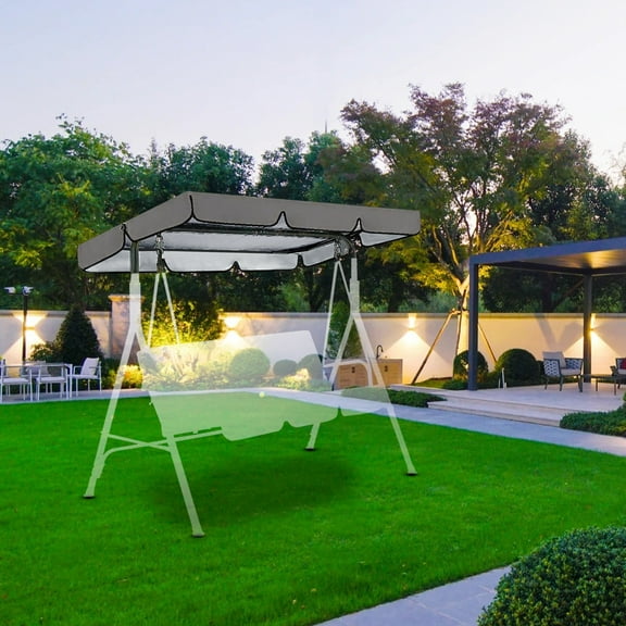 Mouliraty Swing Canopy Replacement Top, 55.9x47.2x7in, Polyester Cloth, Garden Seat Double Replacement, Outdoor Patio Seat Cover, Sun Shade Swing Canopy Awning（Top Cover Just), Gray