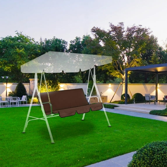Mouliraty Swing Canopy Replacement Top, 59x19.7x3.9in, Polyester Cloth, Garden Seat Double Replacement, Outdoor Patio Seat Cover, Sun Shade Swing Canopy Awning锛圱op Cover Just), Brown