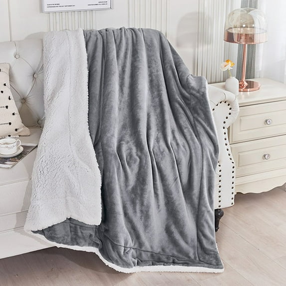 Mouliraty Thickened Double Layer Double Sided Fleece Blanket Flannel Lamb Fleece Blanket Sofa Blanket Warm Fleece Winter Quilt