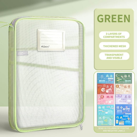 Mouliraty Transparent Storage Bag Student A4 Book File Bag Mesh Classification Homework Storage Bag Transparent Handheld Exam Paper Tutoring Storage Bag