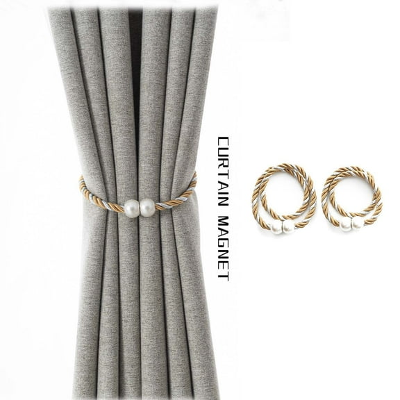 Mouliraty Two 16 Inch Magnetic Curtain Straps For Convenient Curtain Weaving And Fixing Ropes