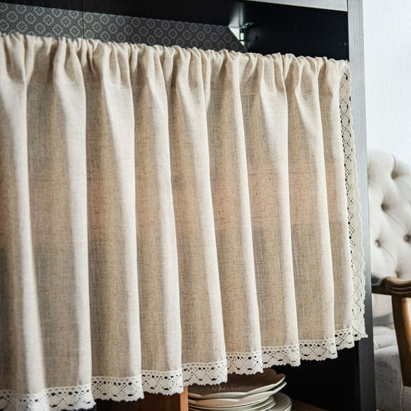 Vikakiooze Valance Curtains For Kitchen - Window Light Blocking Short Rod Pocket Curtain Panels For Small Window Bathroom Basement