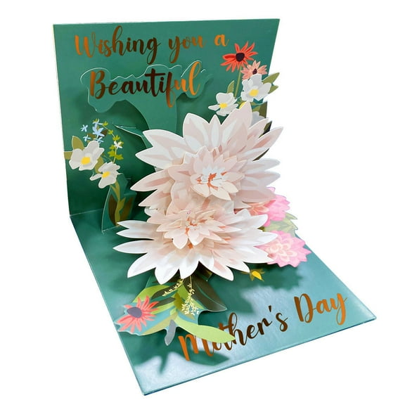 Mouliraty Water-Lily Line Pop-Up Card – Any Occasion Card – Handcrafted 3D Pop-Up Greeting Card For Her – Everyday Love Card,Mother's Day Card,Birthday Card