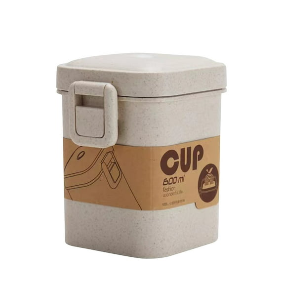 Mouliraty Wheats Straw Oatmeal Breakfast Mug Microwave Heating Sealed Convenient Tableware Cup With Lid