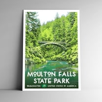 Moulton Falls State Park Washington Vintage Travel Poster / Postcard WPA Style Retro
