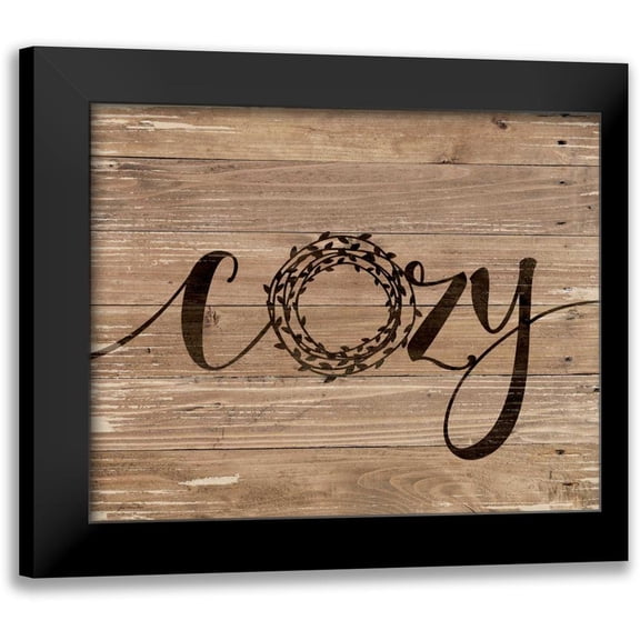 Moulton, Jo 14x12 Black Modern Framed Museum Art Print Titled - Cozy Rustic Wreath
