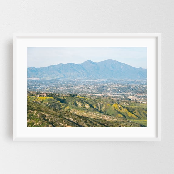 From Moulton Meadows Park, Laguna Beach - Laguna Beach California Photography Landscape Mountain Scenic Nature Cityscape Wilderness Pastoral White Framed Wall Art Print 24 x 36 inches