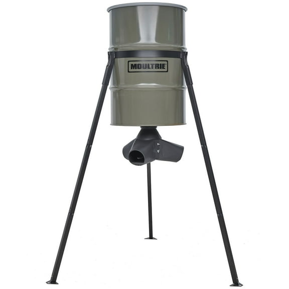 Moultrie 13375 55 Gallon Drum Gravity Tripod Deer Corn & Protein Pellet Feeder