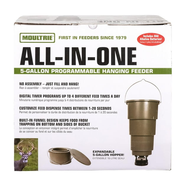 Moultrie 5Gallon AllInOne Hanging Broadcast Deer Feeder with