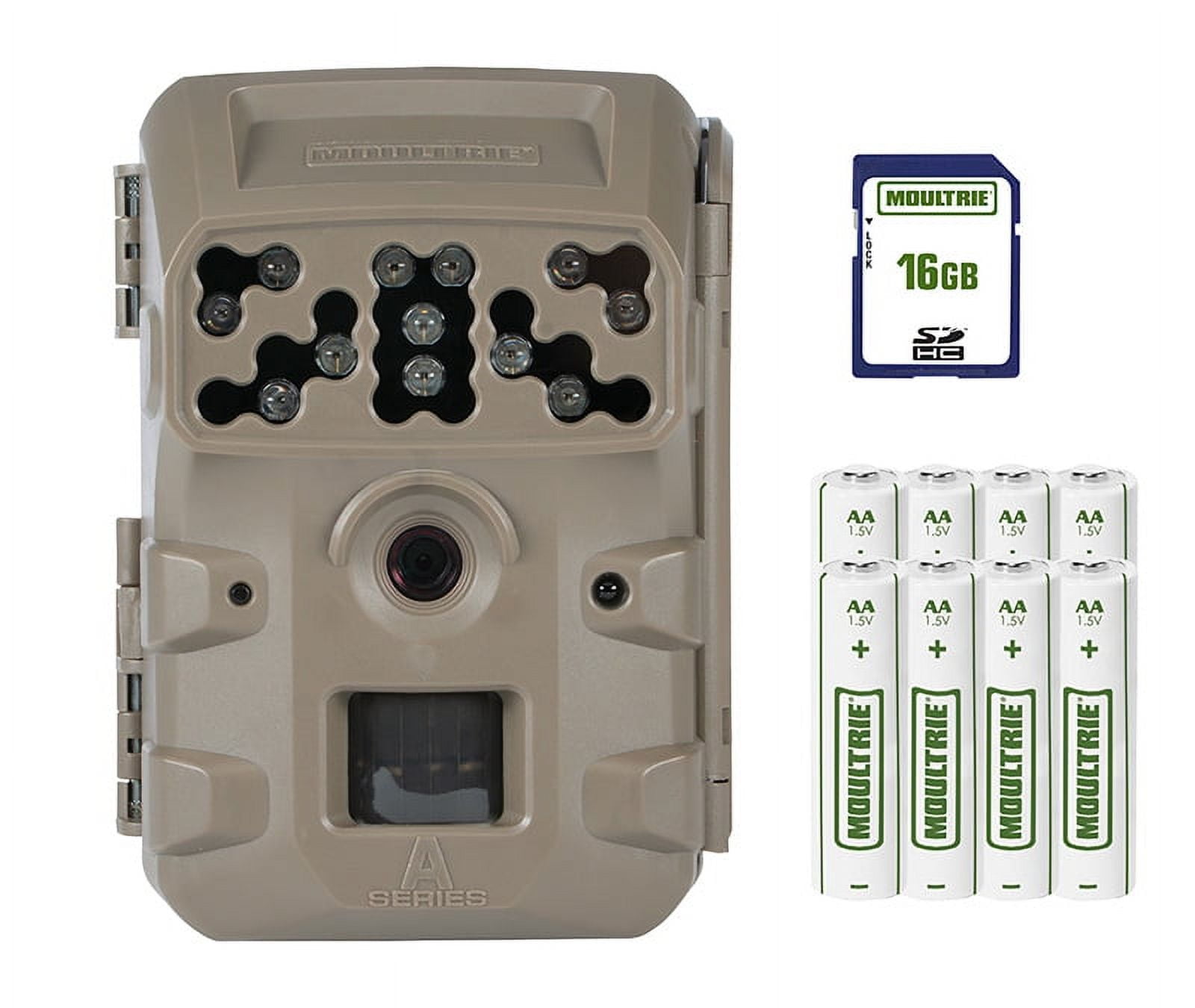 Moultrie W300 12MP Game Camera Bundle with 16GB SD Card & 8 AA