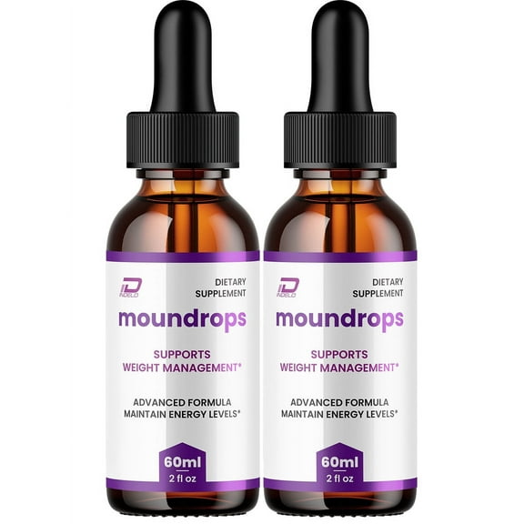 Moundrops Liquid Drops Moun drops Weight Management, Healthy Levels Supplement, All Natural Formula, 2 Pack, 2 Month Supply