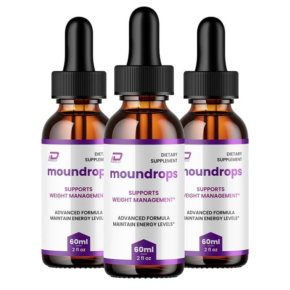Moundrops Liquid Drops Moun drops Weight Management, Healthy Levels Supplement, All Natural Formula, 3 Pack, 3 Month Supply