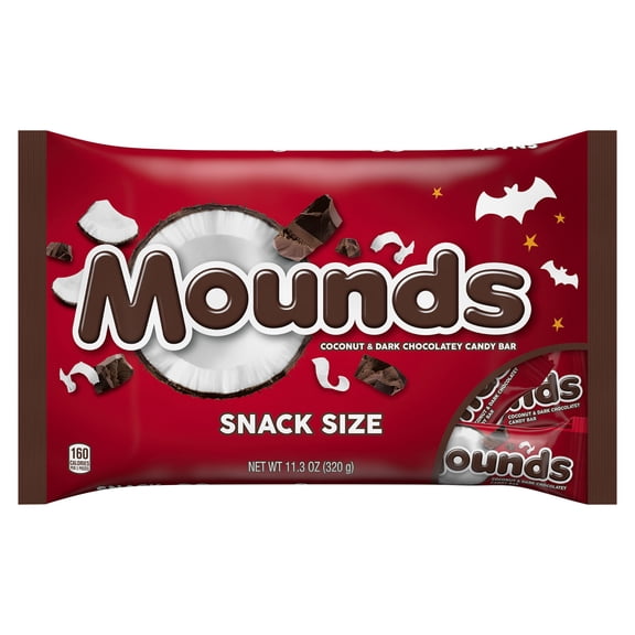 Mounds Coconut and Dark Chocolatey Snack Size, Halloween Candy Bag, 11.3 oz