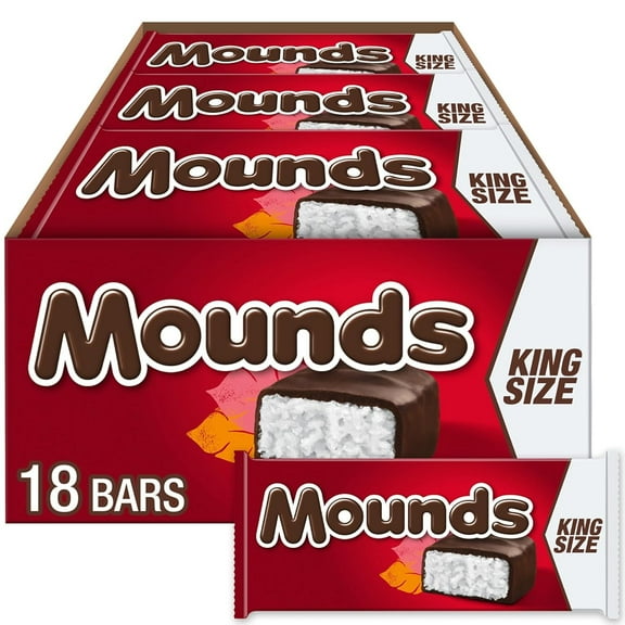 Mounds Dark Chocolate & Coconut King Size 3.5 oz Bars, 18 Count Box