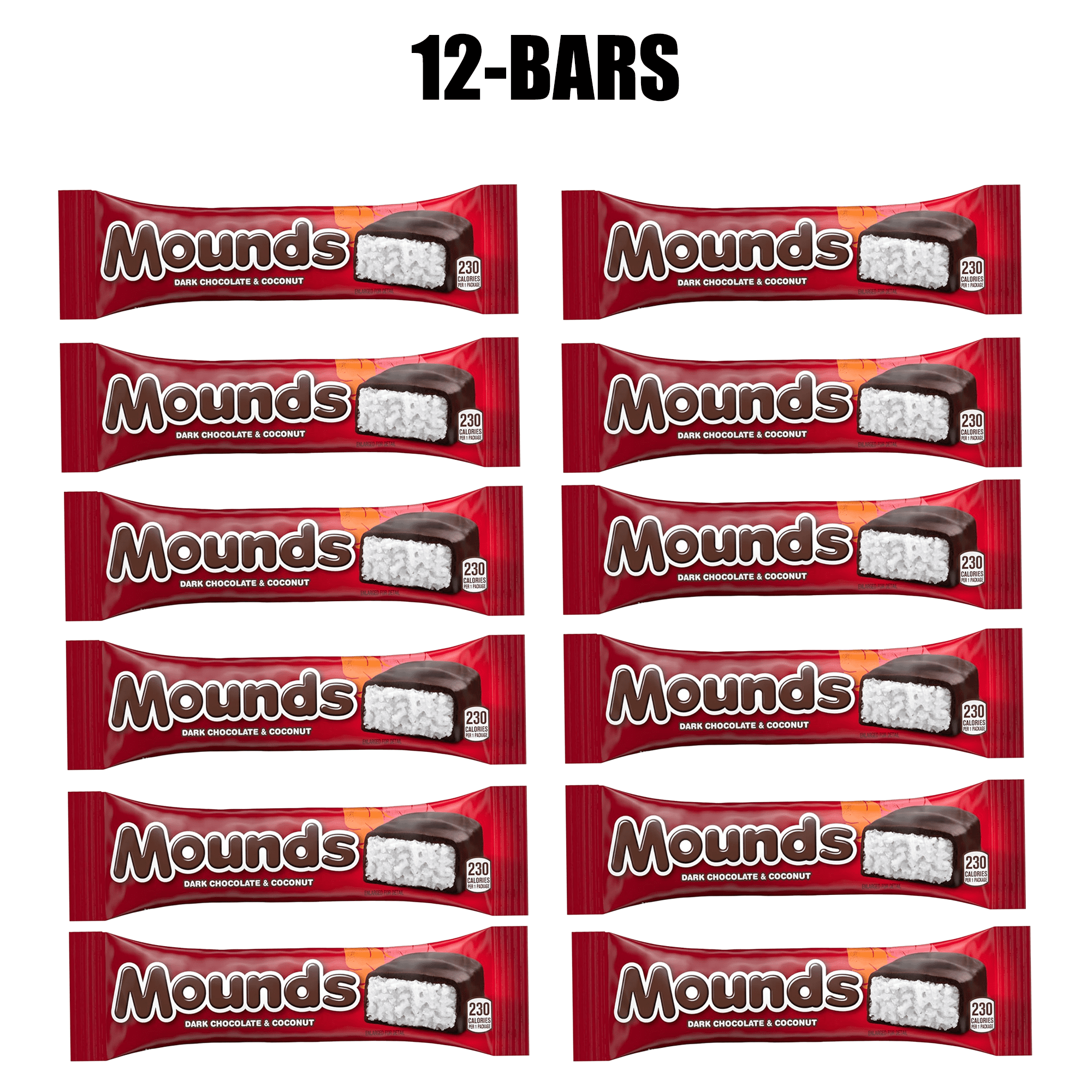 Mounds Dark Chocolate and Coconut Candy Bar, 1.75 Oz, 12 Pieces of Bar