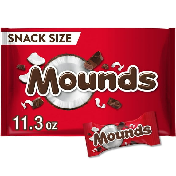 Mounds Dark Chocolate and Coconut Snack Size Candy, Bag 11.3 oz