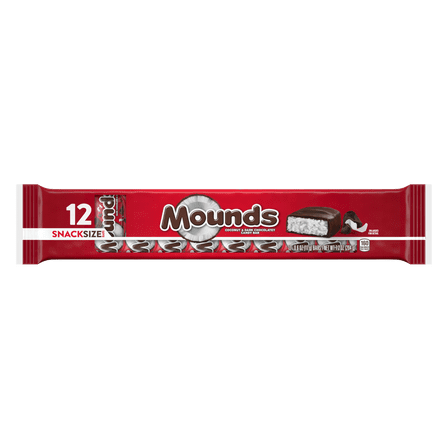 Mounds Dark Chocolate and Coconut Snack Size Candy, Bars 0.6 oz, 12 Count