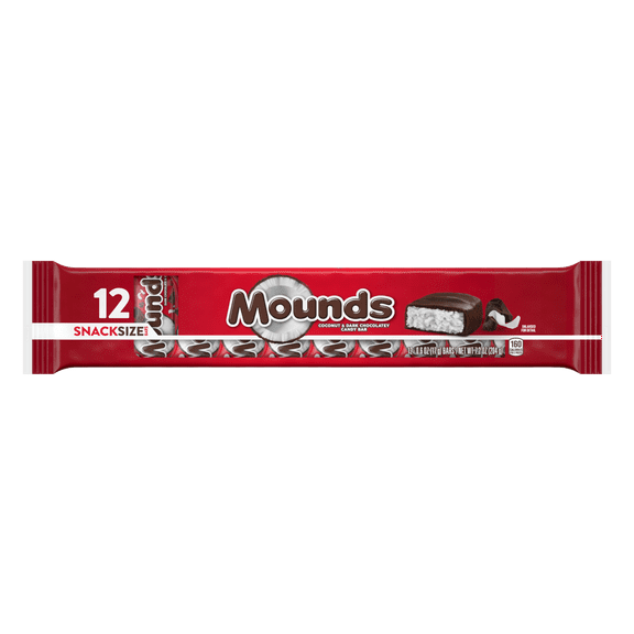 Mounds Dark Chocolate and Coconut Snack Size Candy, Bars 0.6 oz, 12 Count