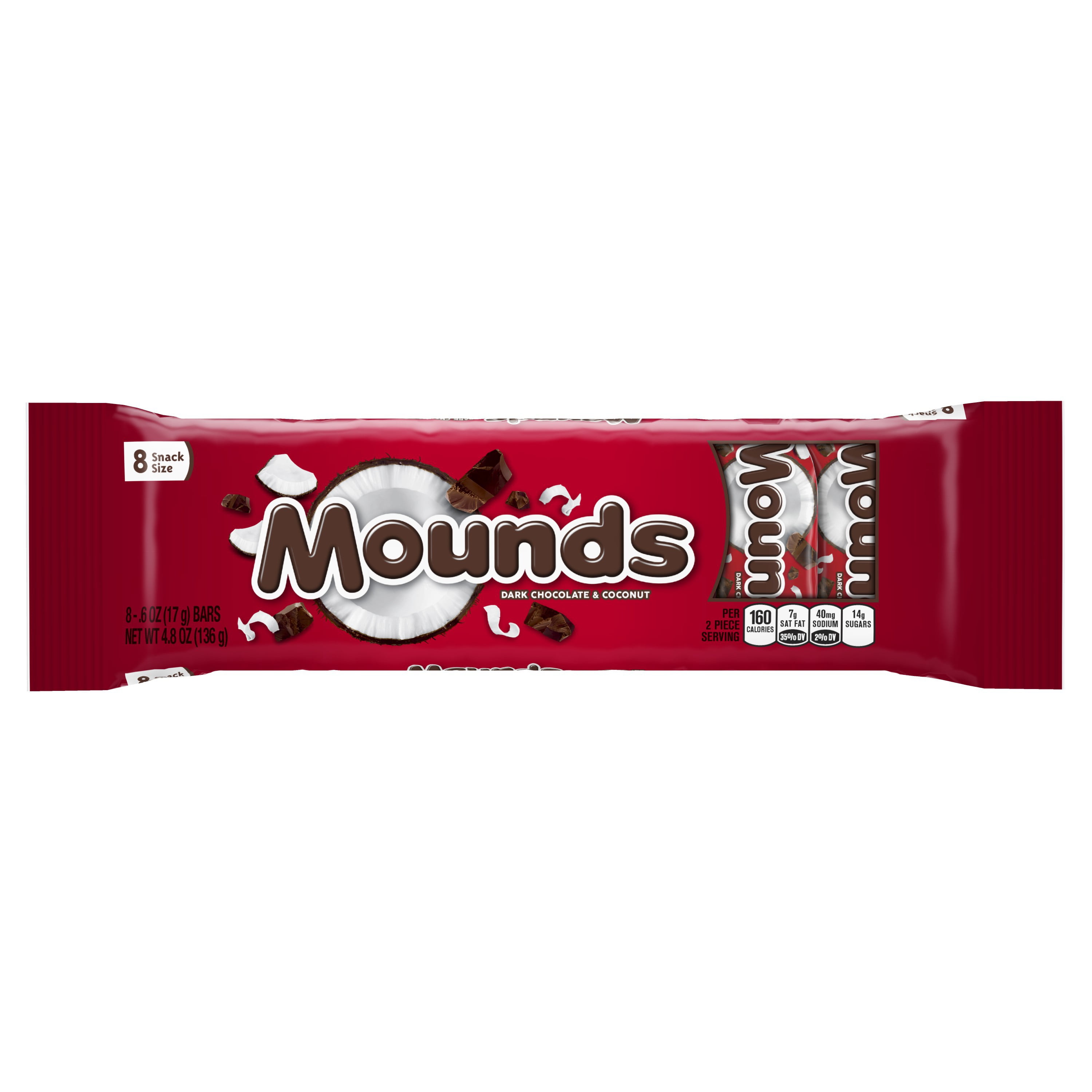 Mounds Snack Size Candy Bars, 4.8 Oz., 8 Count