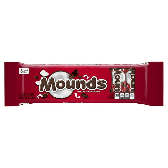 Mounds Snack Size Candy Bars, 4.8 Oz., 8 Count
