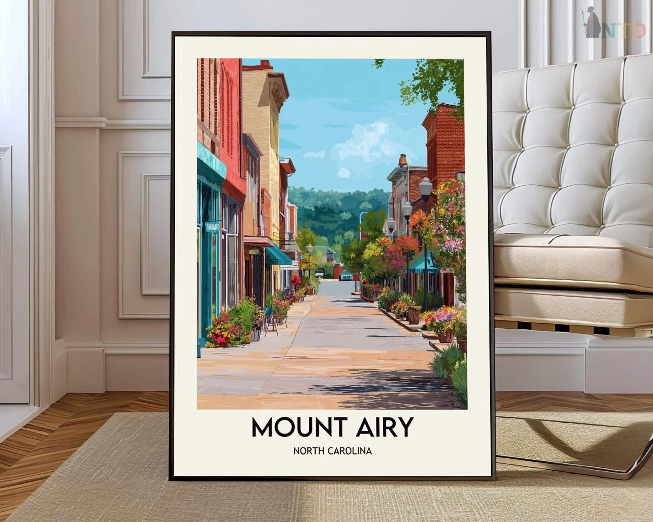 Mount Airy North Carolina Wall Art Print, Small Town Travel Decor ...
