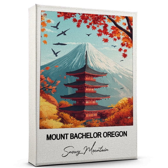 Mount Bachelor Oregon Travel Canvas Art – Stunning Travel Wall Print Snowy Mountain Canvas Inspired Artwork to Elevate Your Living Room or Office – Ready to Hang