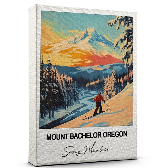 Mount Bachelor Oregon Travel Canvas Wall Art  Nature-Inspired Travel Decor with Scenic Views Snowy Mountain Canvas Wall Print  A Captivating Gift for Adventure Seekers
