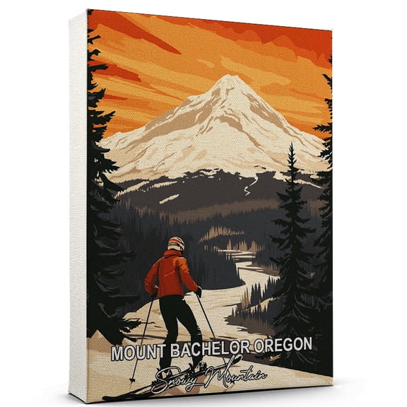 Mount Bachelor Oregon Travel Canvas Wall Art – Snowy Mountain Canvas – Travel-Inspired Scene That Brings Peace, Color, and Culture Into Your Space