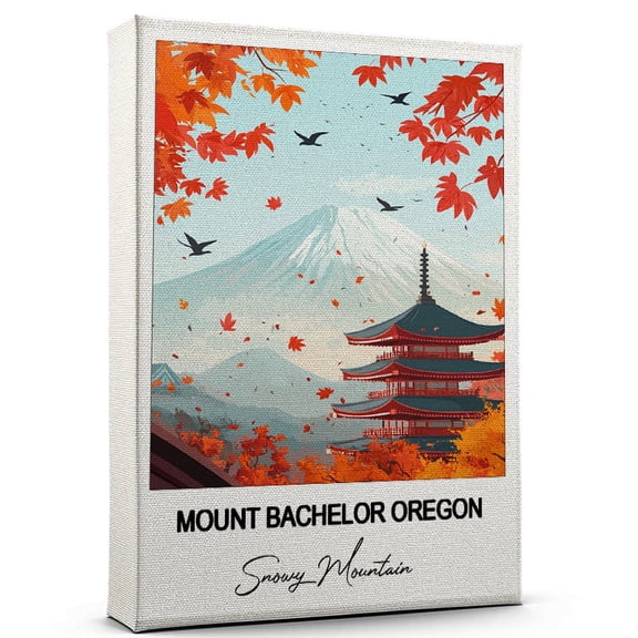 Mount Bachelor Oregon Travel Wall Canvas Elegant and Cultural Art Print Snowy Mountain Canvas Print Ideal Gift for Travel Lovers