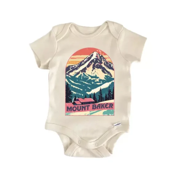 Mount Baker Mountain National Park Baby Boy Girl Clothes Bodysuit Cute Newborn Cute Baby Onesie, BABY BODYSUIT LAT 4424
