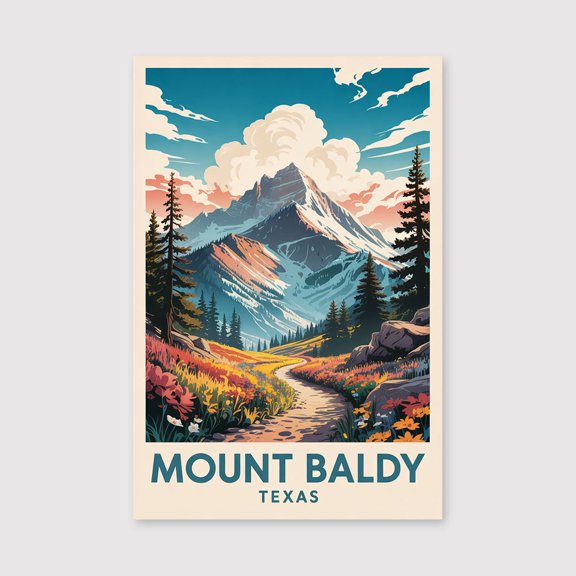 Mount Baldy Travel Print Canvas Wall Art, Mount Baldy Wall Hanging Home decor Mount Baldy Canvas Art, Texas Art Canvas Texas-1WN654