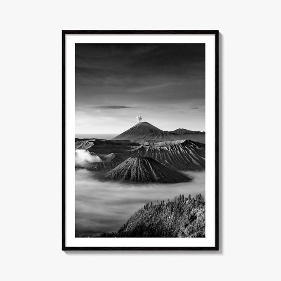 Mount Bromo Black And White Fine Art Photo Print East Java Volcano Home Decor Office Wall Art