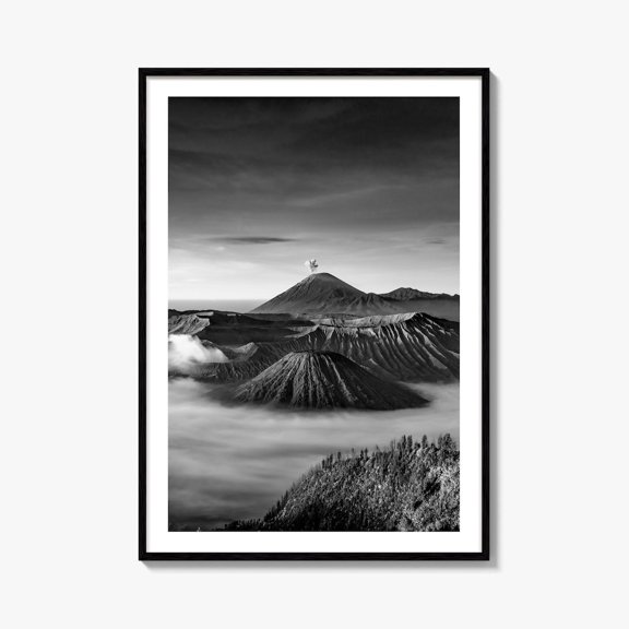 Mount Bromo Black And White Fine Art Photo Print East Java Volcano, Unframed Paper Print