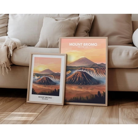 Mount Bromo Indonesia Travel Asia Travel Nature Volcano Travel Retro Wall Decor Unframed Paper Print
