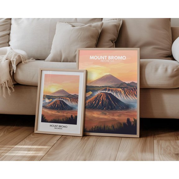 Mount Bromo Indonesia Travel Asia Travel Nature Volcano Travel Retro Wall Decor Unframed Paper Print