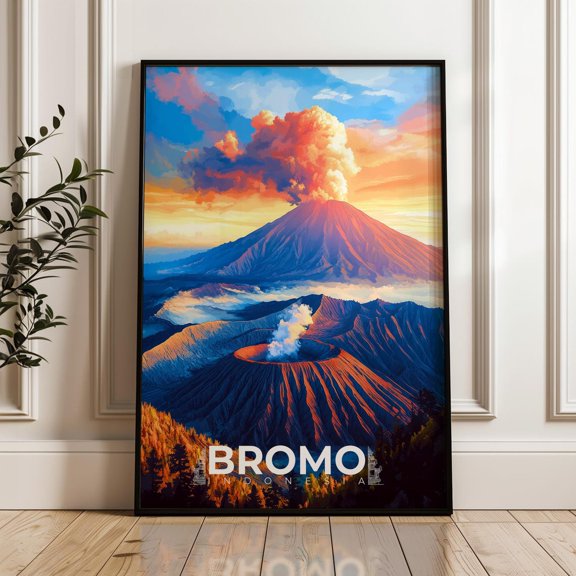 Mount Bromo Travel Print, Java Volcano Art Print, Unframed Paper Poster 8x10in