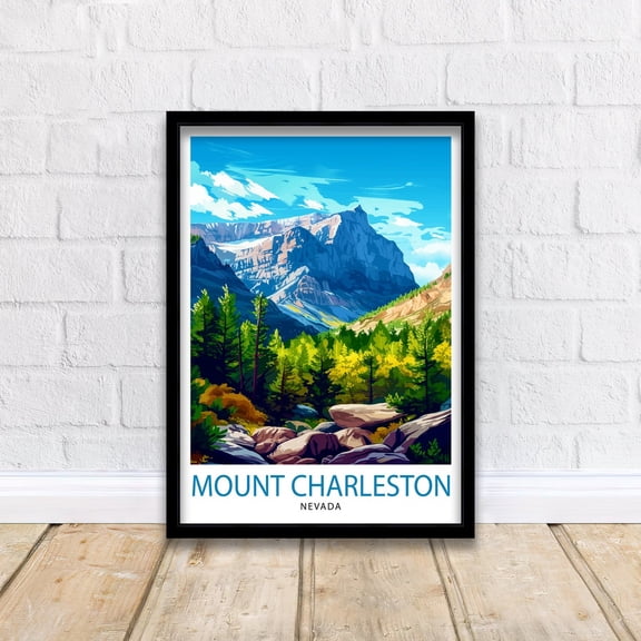 Mount Charleston Nevada Printalpine Wilderness Art Spring Mountains Nevada Hiking Wall Decor Forest Retreat Illustration