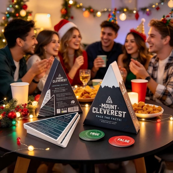 Mount Cleverest Game, True or False Trivia Card Game, Fun Family Quiz Game for Game Night, Portable Compact Travel Party Game,Black