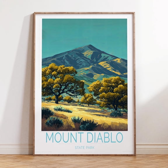 Mount Diablo State Park Wedding Home Decor Travel Poster V3, Stretched Canvas Size 16x24